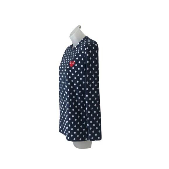 Comme des Garcons PLAY Navy and White Polka Dot Long Sleeve Top - Picture 4 of 7